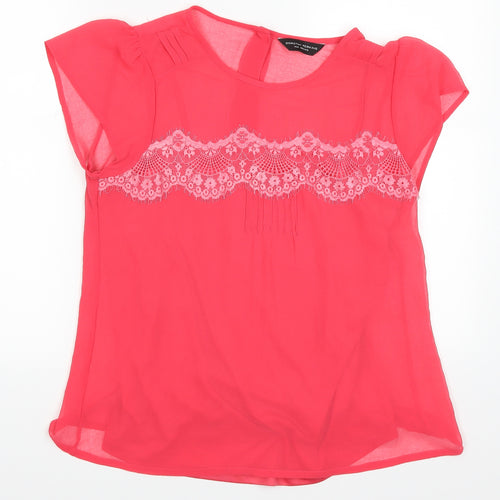 Dorothy Perkins Womens Pink  Lace Basic T-Shirt Size 14