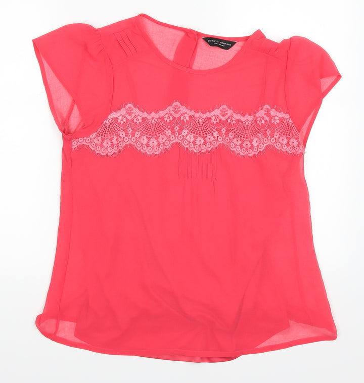 Dorothy Perkins Womens Pink Lace Basic T-Shirt Size 14