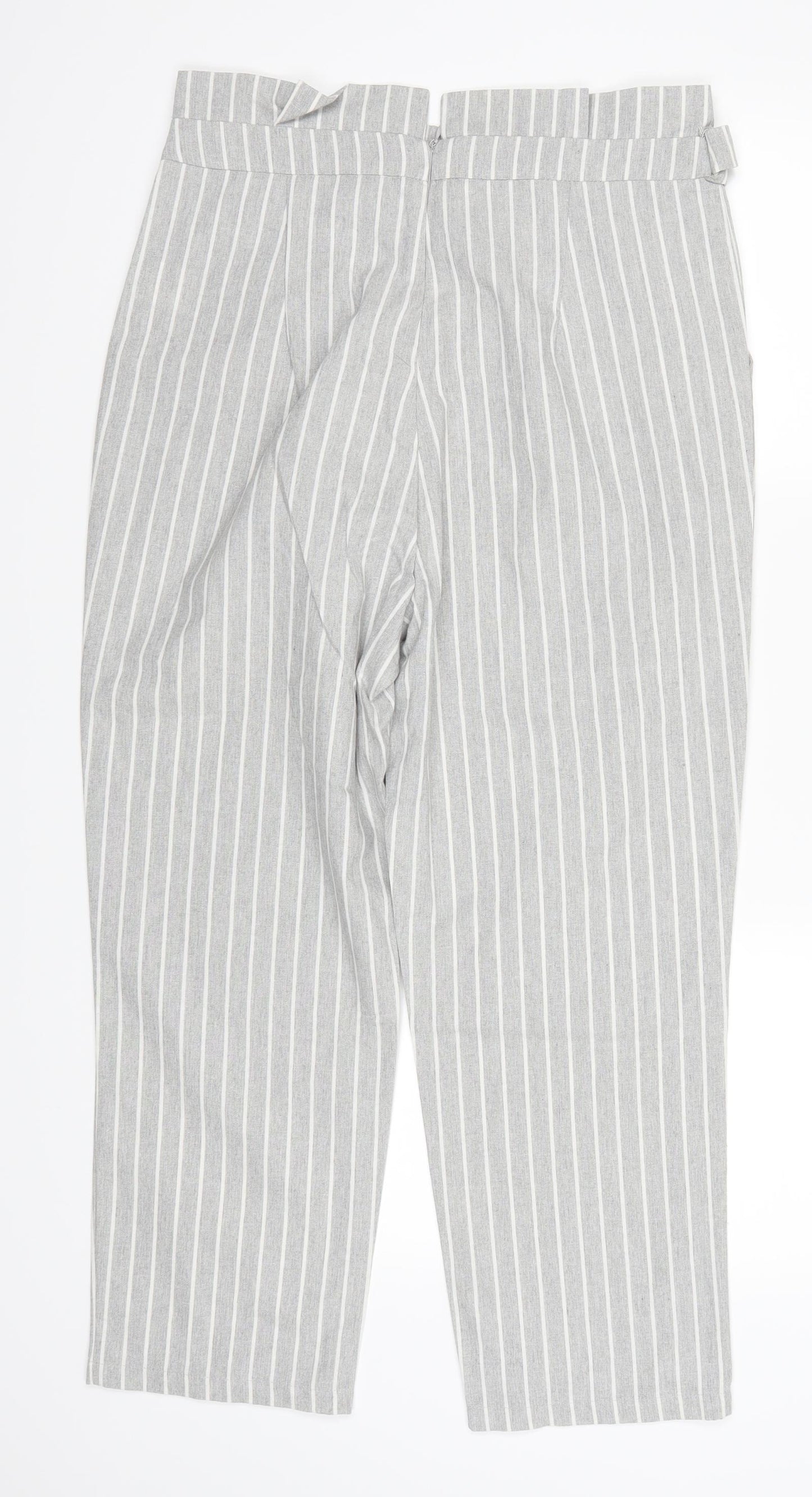 Preworn Womens Grey Striped  Trousers  Size L L23.5 in