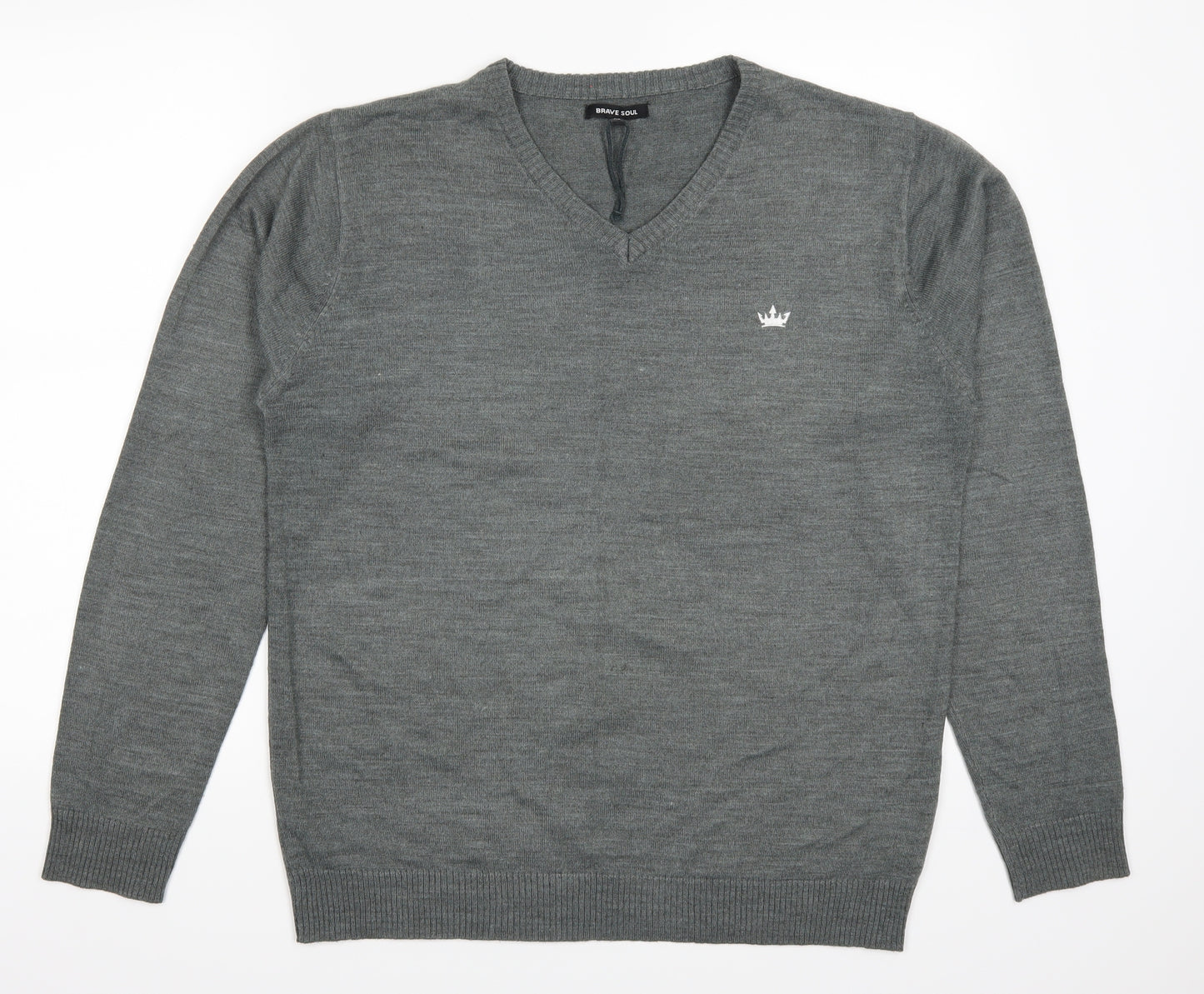 Brave Soul Mens Grey   Pullover Jumper Size XL