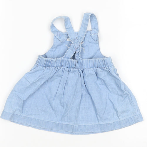 Goerge Girls Blue  Denim Pinafore/Dungaree Dress  Size 0-3 Months  - Beach Boat