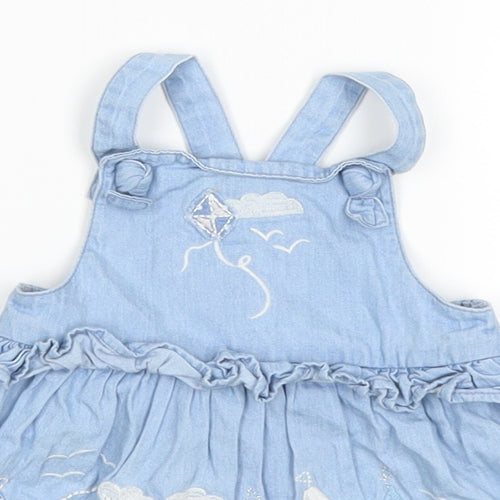 Goerge Girls Blue  Denim Pinafore/Dungaree Dress  Size 0-3 Months  - Beach Boat