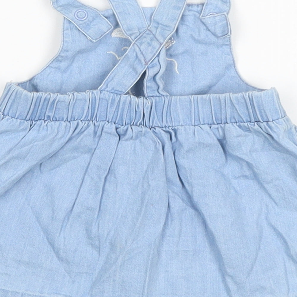 Goerge Girls Blue  Denim Pinafore/Dungaree Dress  Size 0-3 Months  - Beach Boat
