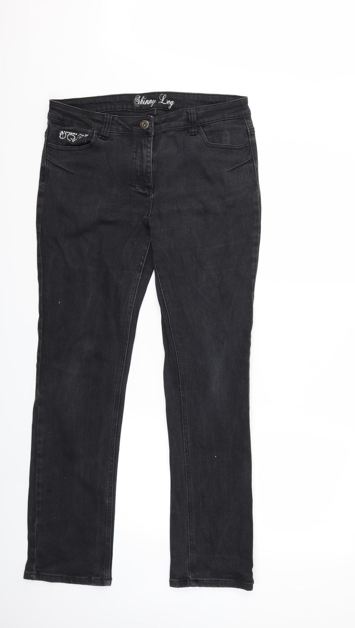 Preworn Womens Black  Denim Skinny Jeans Size 14 L31 in