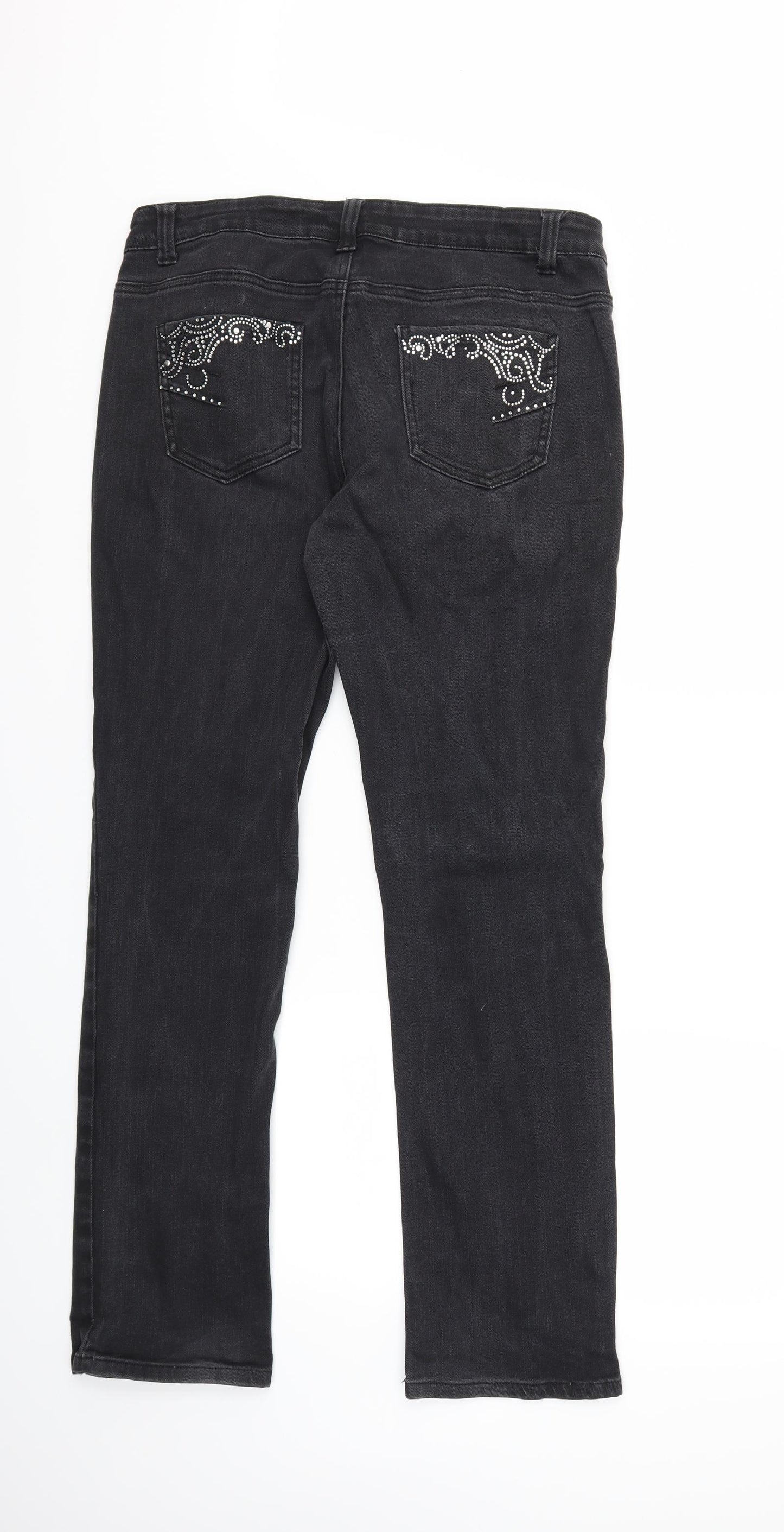 Preworn Womens Black  Denim Skinny Jeans Size 14 L31 in