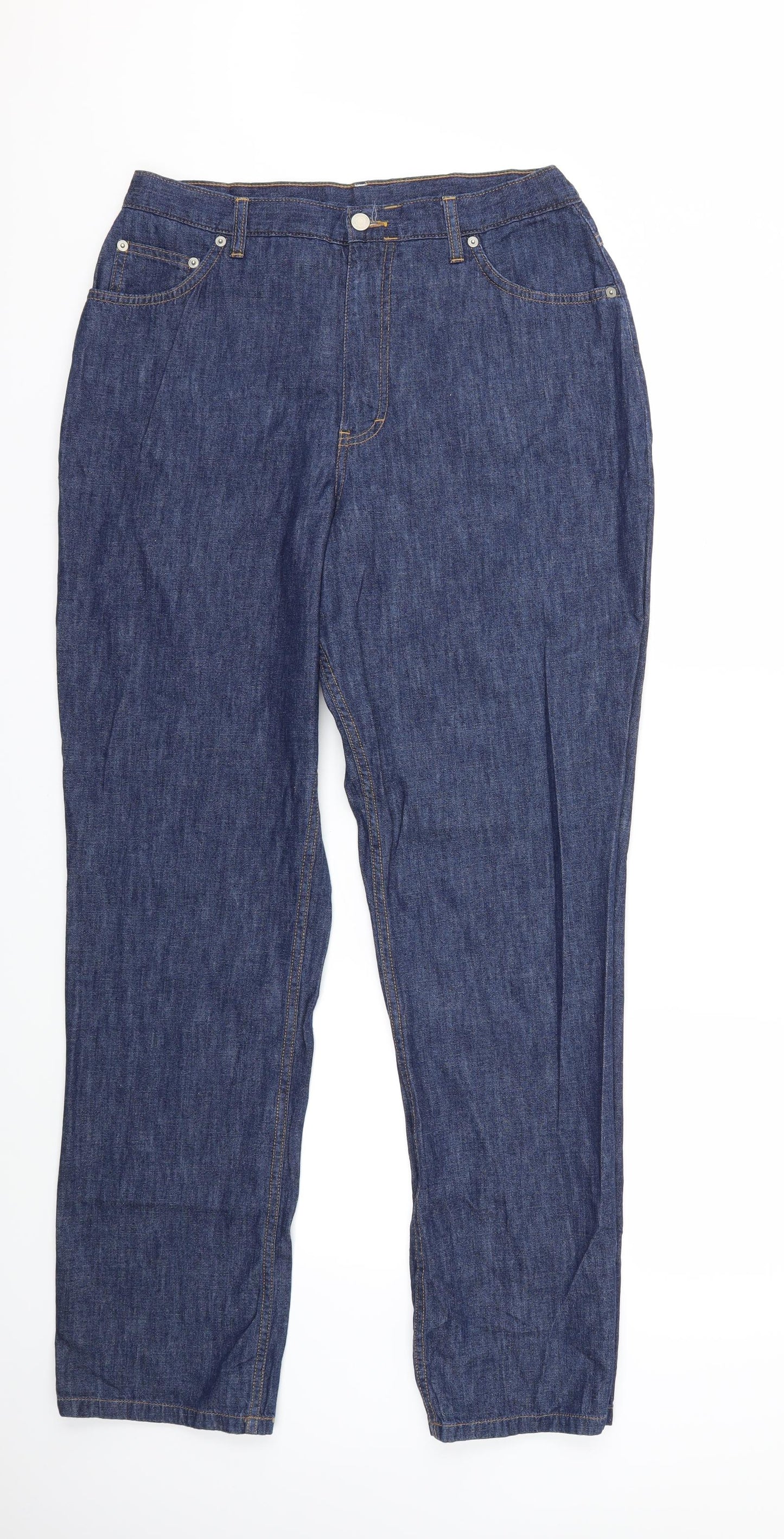 Marks and Spencer Womens Blue  Denim Straight Jeans Size 16 L31 in
