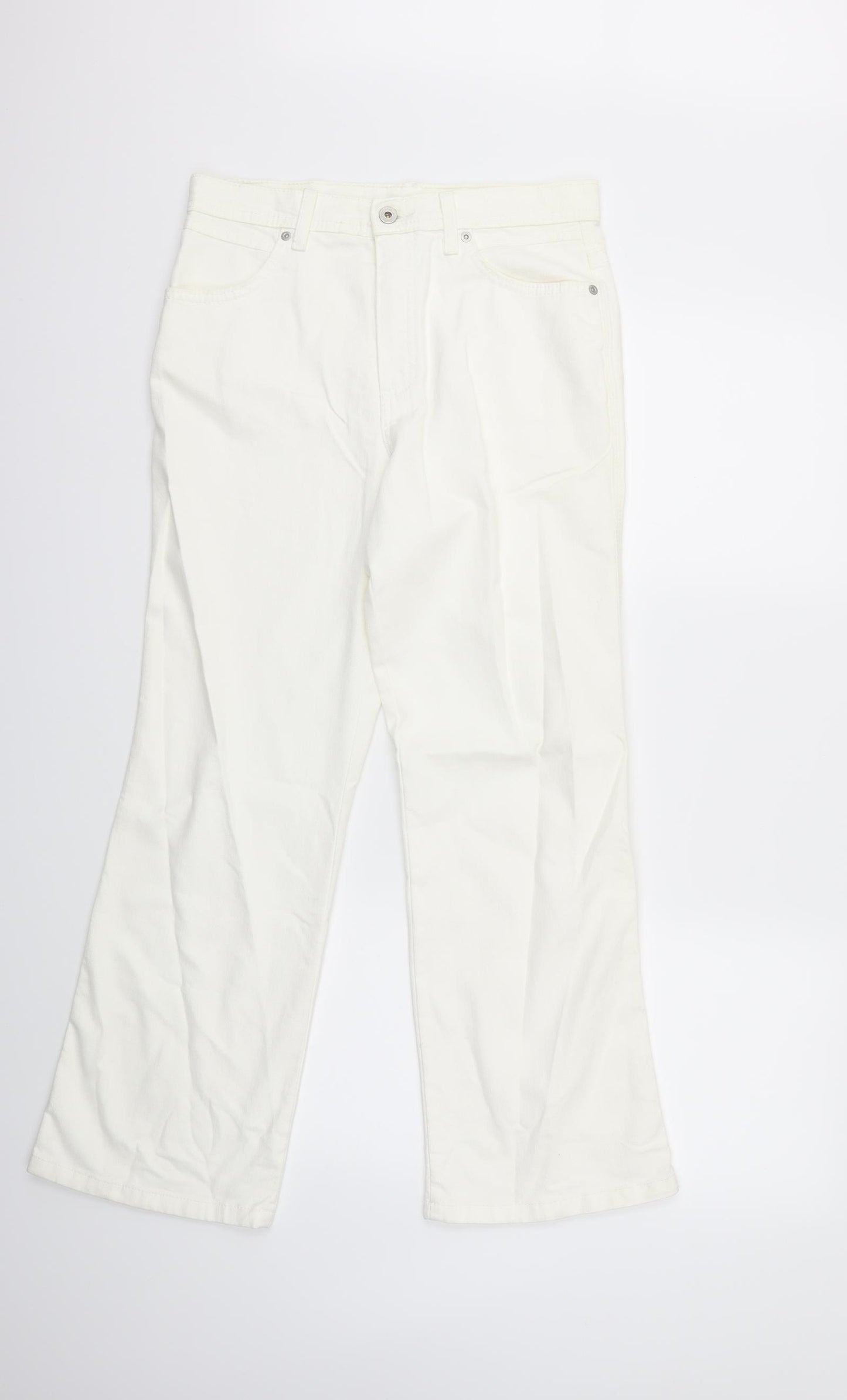 Marks and Spencer Womens White  Denim Flared Jeans Size 12 L29 in