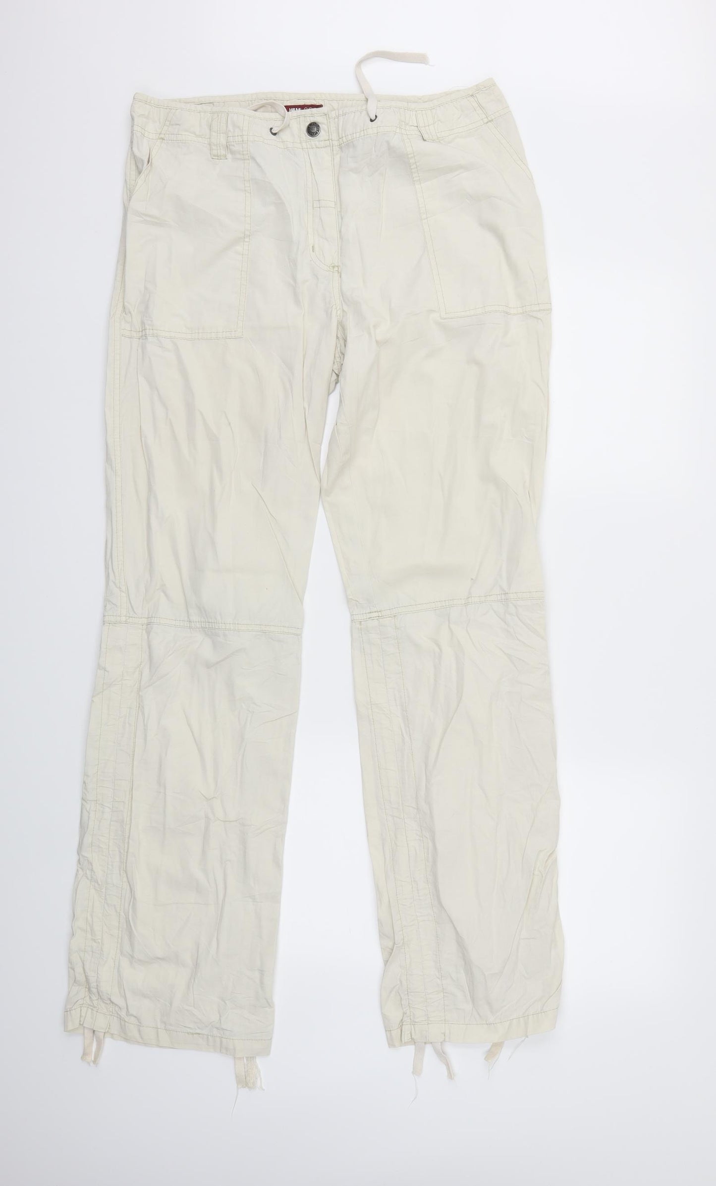 H&M Womens Beige   Cargo Trousers Size 18 L33 in