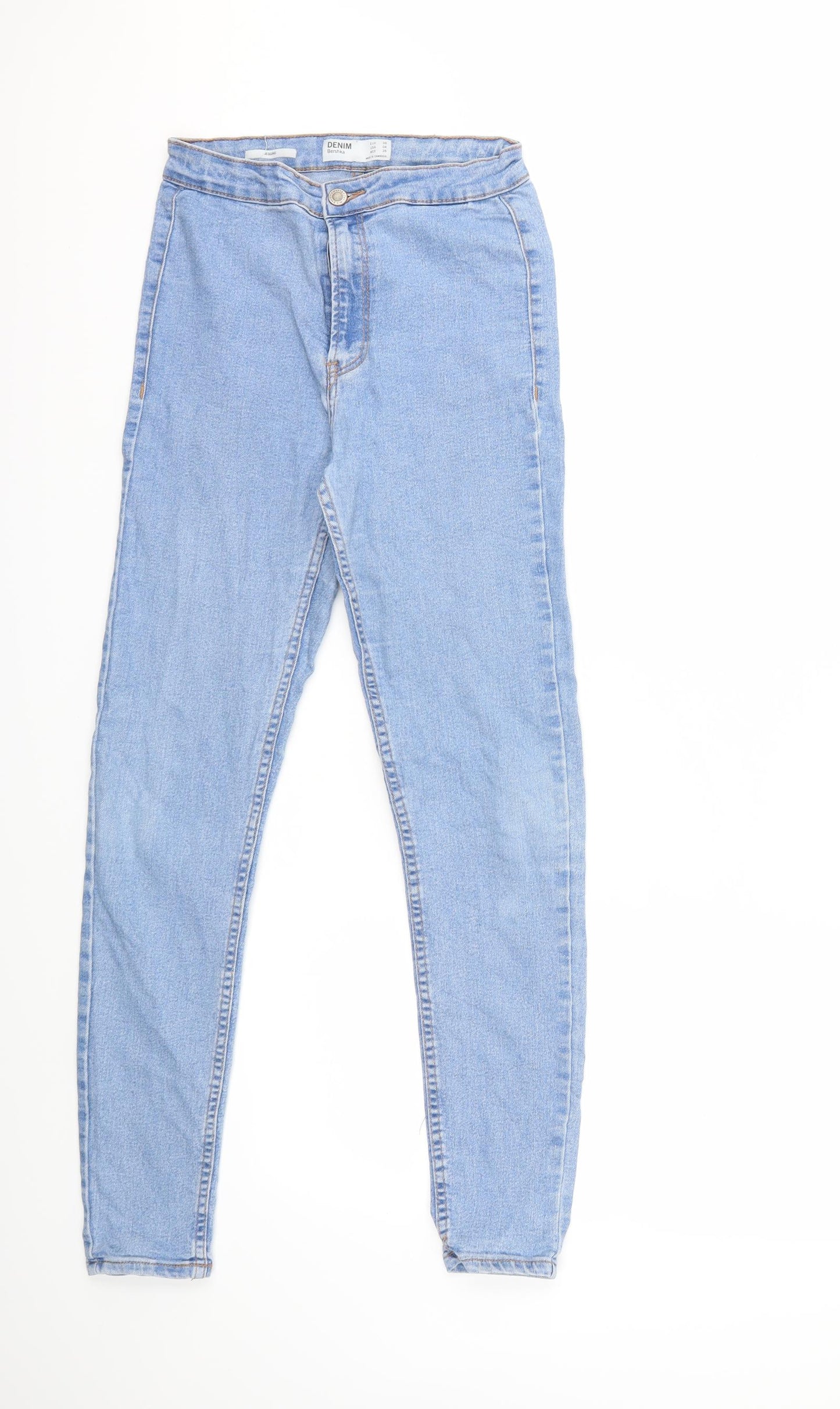 Bershka Womens Blue  Denim Skinny Jeans Size 8 L28 in
