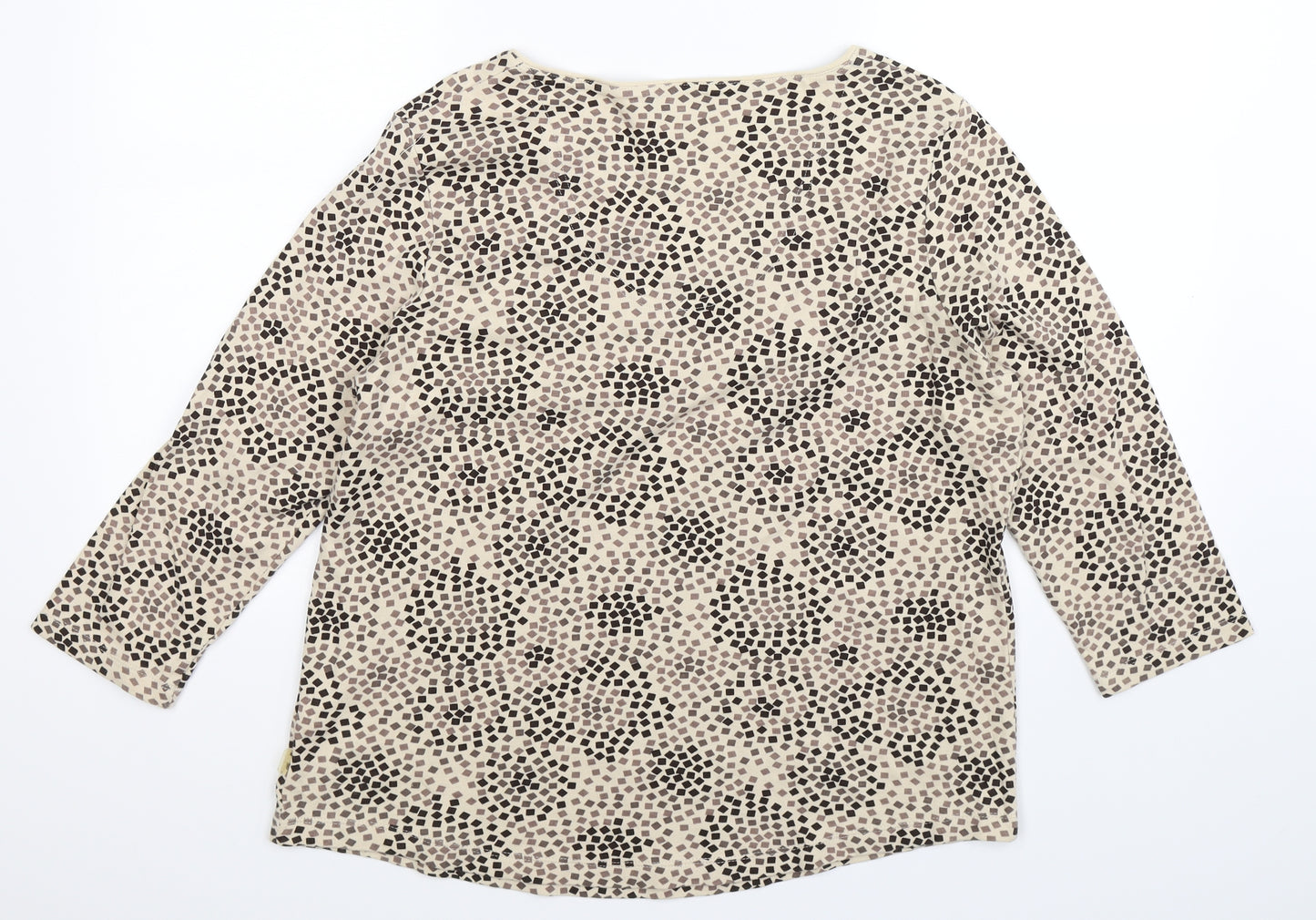 Maine Womens Beige Geometric  Basic T-Shirt Size 18