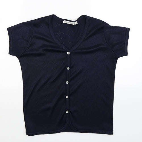 Jessica Reid Womens Blue  Knit Basic Button-Up Size M