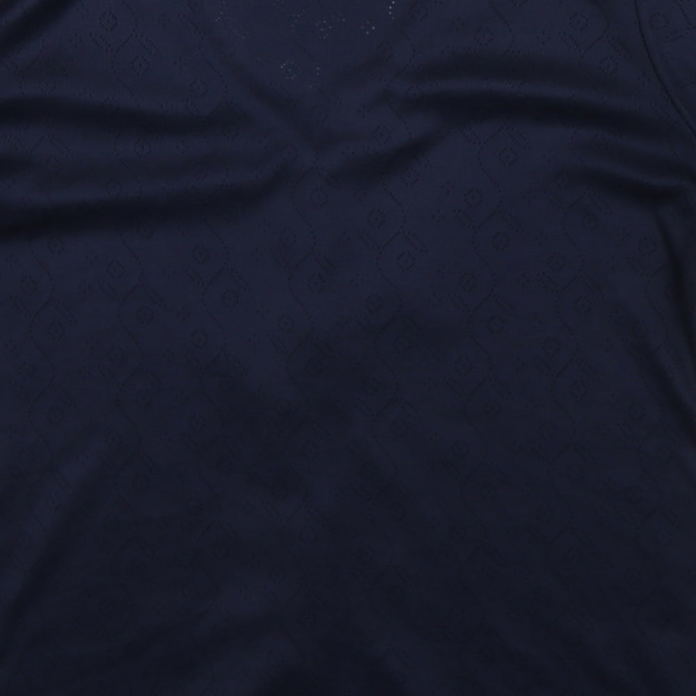 Jessica Reid Womens Blue  Knit Basic Button-Up Size M