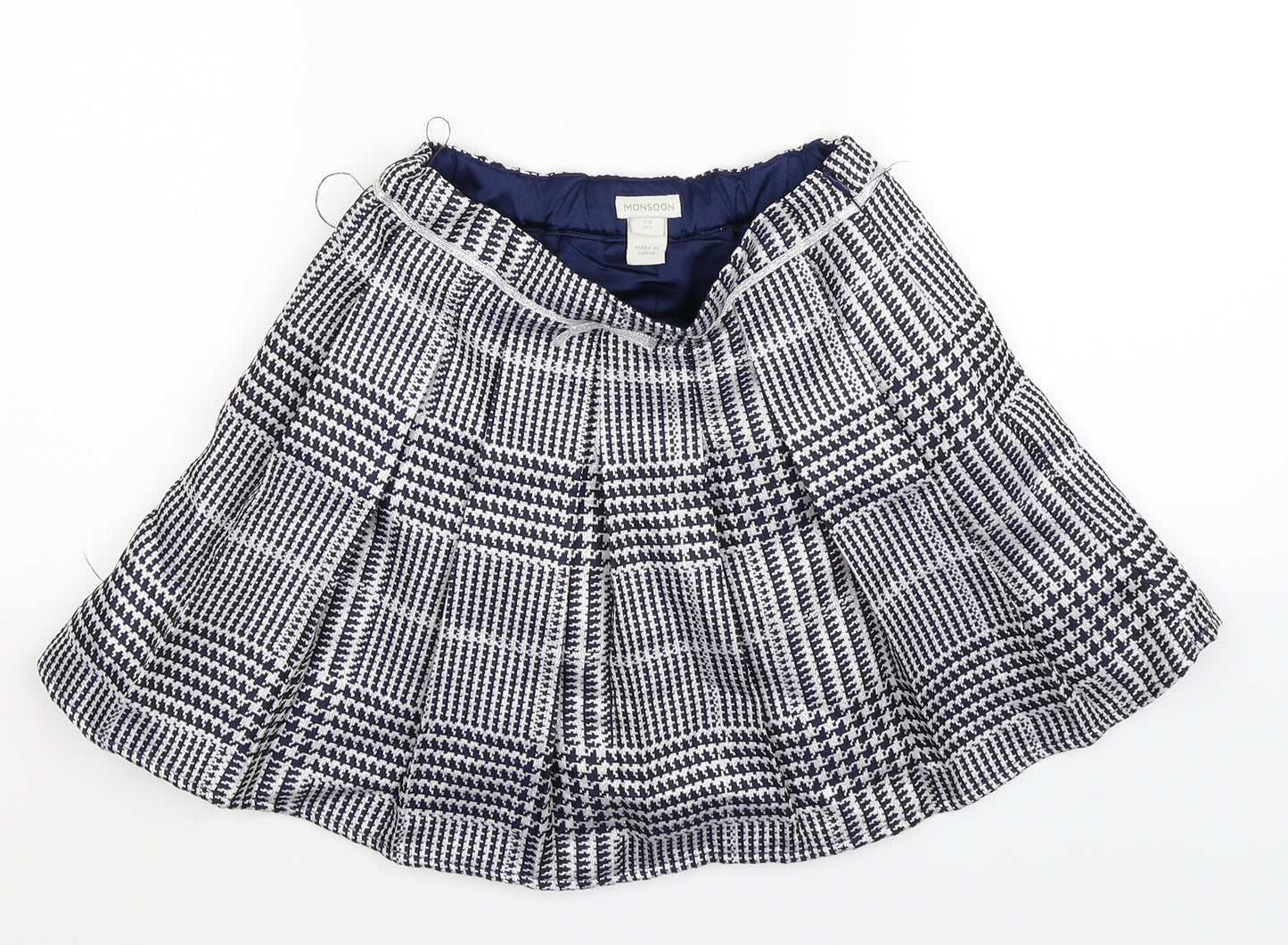 Monsoon Girls Silver Geometric  Pleated Skirt Size 7-8 Years