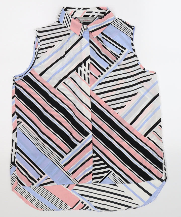 Dorothy Perkins Womens Multicoloured Geometric  Basic Button-Up Size 10