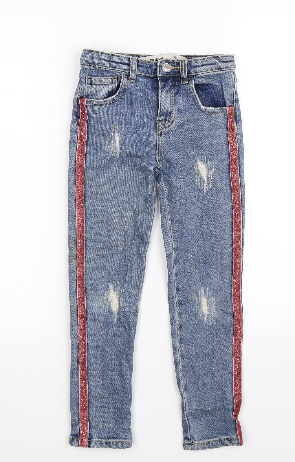Denim Co Girls Blue Striped Denim Skinny Jeans Size 7-8 Years