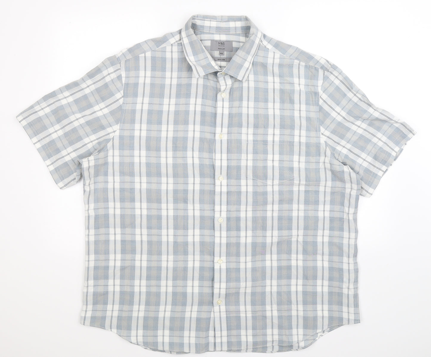 Marks and Spencer Mens Multicoloured Check   Button-Up Size 2XL