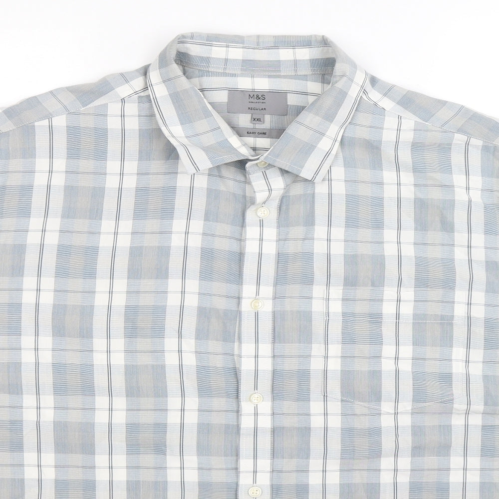 Marks and Spencer Mens Multicoloured Check   Button-Up Size 2XL