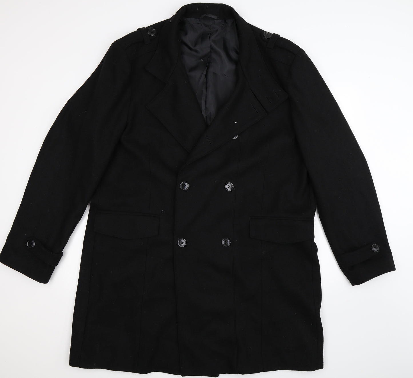 F&F Mens Black   Overcoat Coat Size 2XL