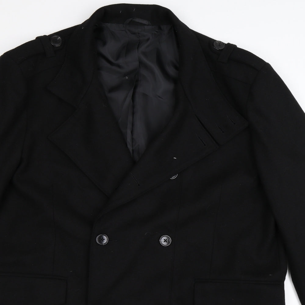 F&F Mens Black   Overcoat Coat Size 2XL