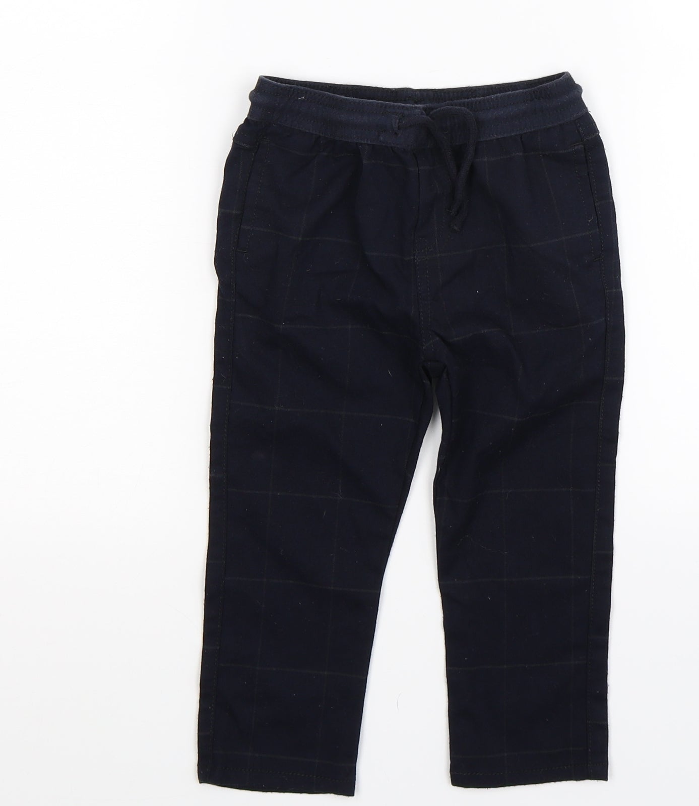 Matalan Boys Blue Check  Jogger Trousers Size 18-24 Months