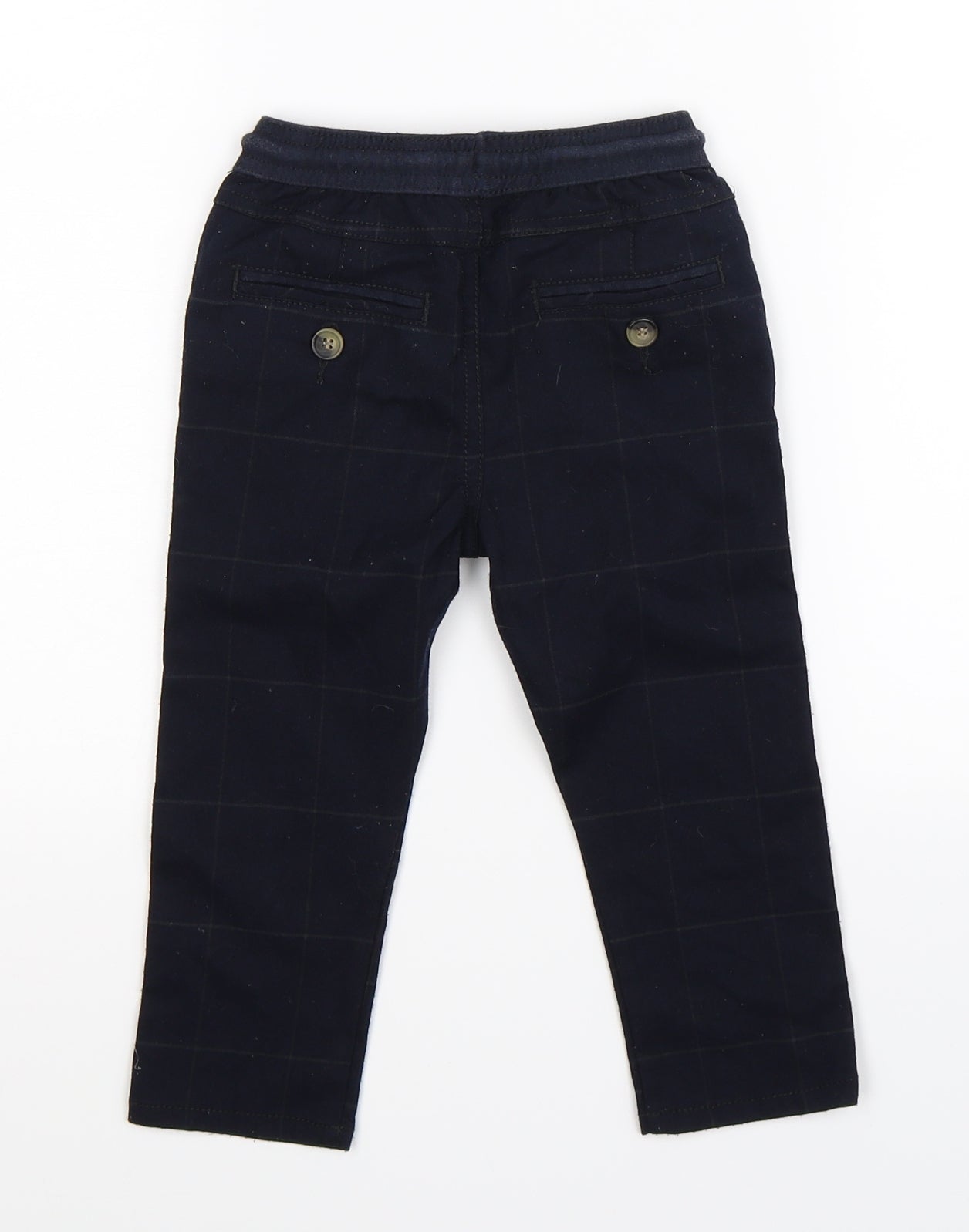 Matalan Boys Blue Check  Jogger Trousers Size 18-24 Months