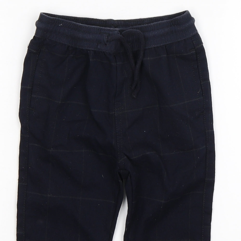 Matalan Boys Blue Check  Jogger Trousers Size 18-24 Months