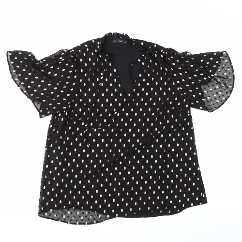 F&F Womens Black Polka Dot  Basic Blouse Size 10