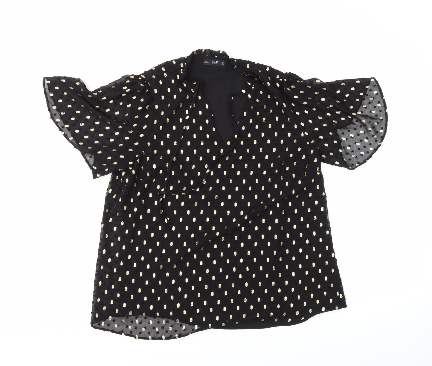 F&F Womens Black Polka Dot  Basic Blouse Size 10