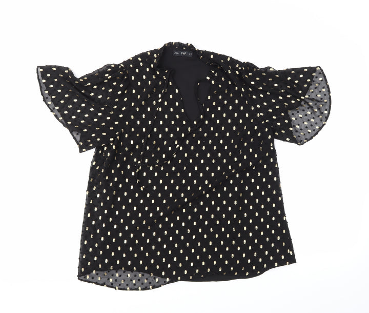 F&F Womens Black Polka Dot  Basic Blouse Size 10
