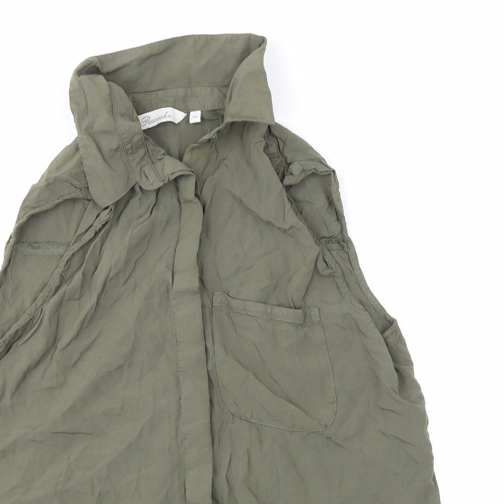 Peacocks Womens Green   Basic Button-Up Size 10