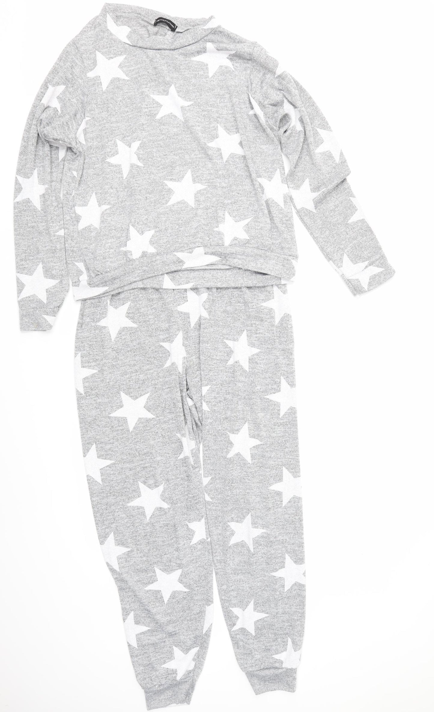 pretty little  Thing Womens Grey   Top Pyjama Set   - Star Print