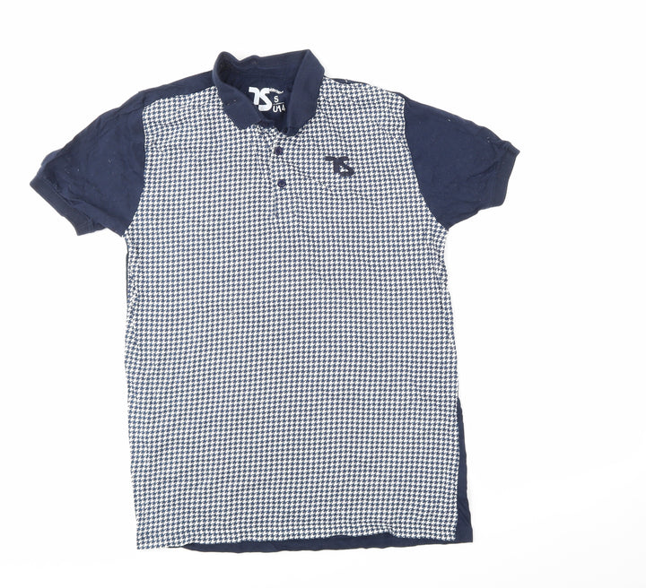 Twisted Soul Mens Blue Check Polo Size S