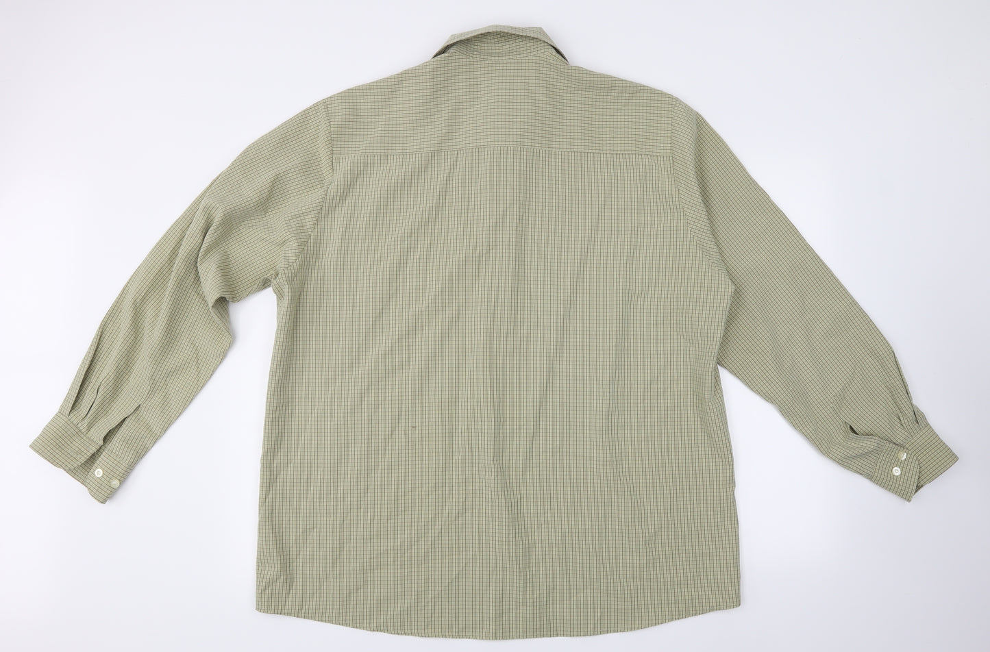 George  Mens Green Check   Button-Up Size L