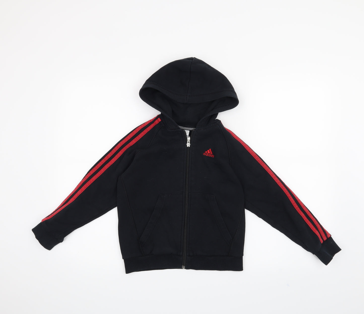 adidas Boys Black   Full Zip Hoodie Size 7-8 Years