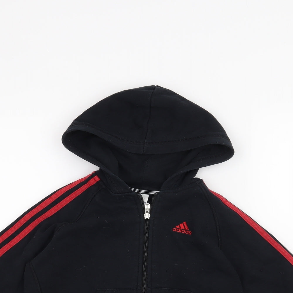 adidas Boys Black   Full Zip Hoodie Size 7-8 Years