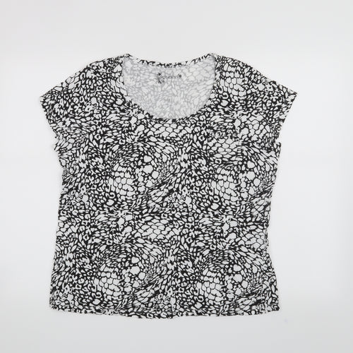 Authentics Womens Black Animal Print  Basic T-Shirt Size 18
