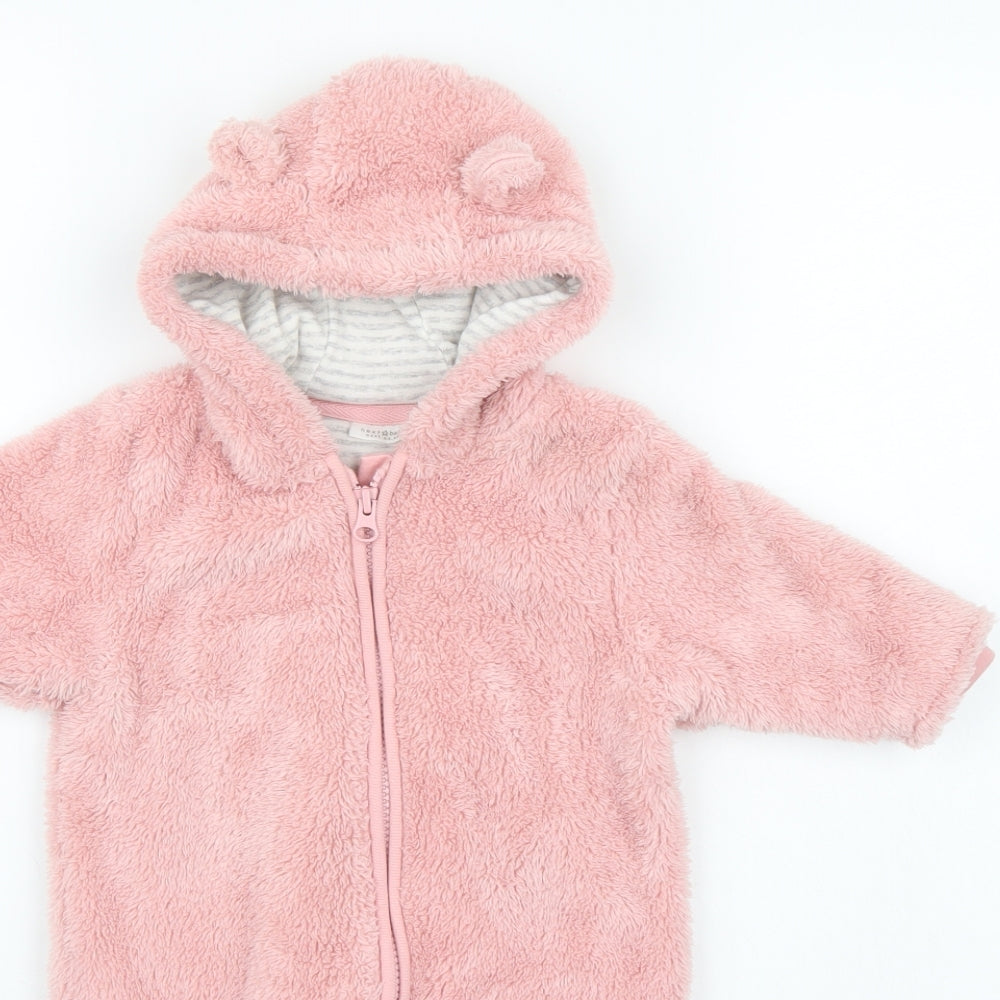 NEXT Girls Pink  Fleece Coverall One-Piece Size 3-6 Months