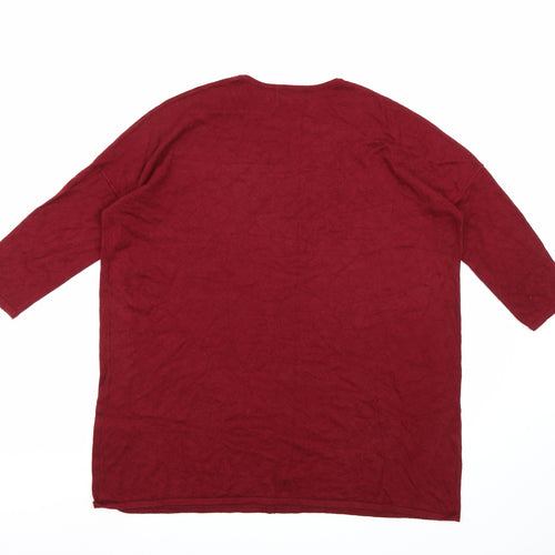 Soon Womens Red  Knit Pullover Jumper Size 12