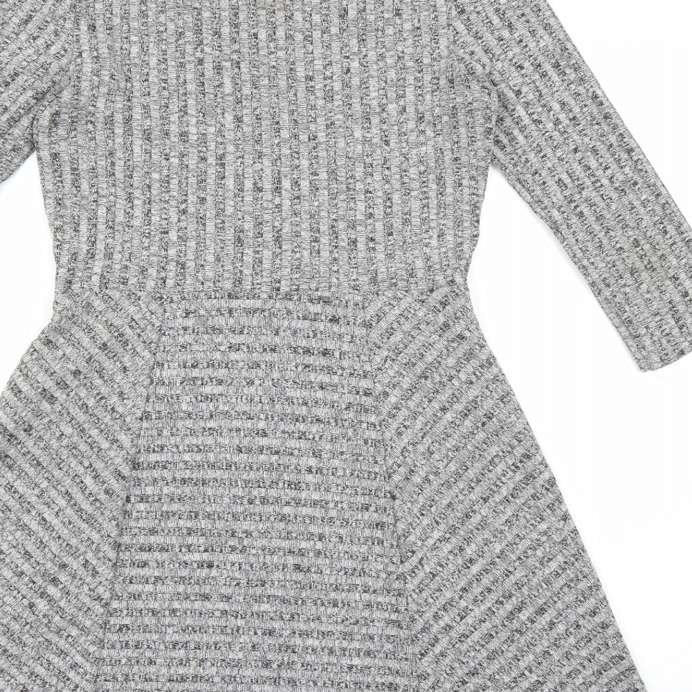 Bershka Womens Grey  Knit Skater Dress  Size L