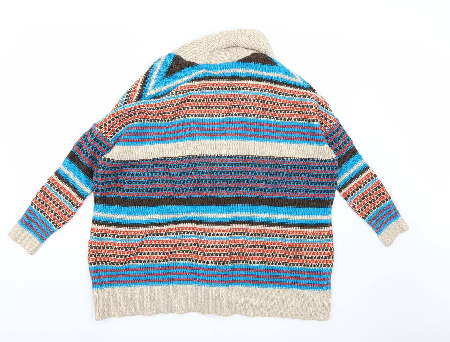 Miss Selfridge Womens Blue Striped Knit Cardigan Jumper Size S