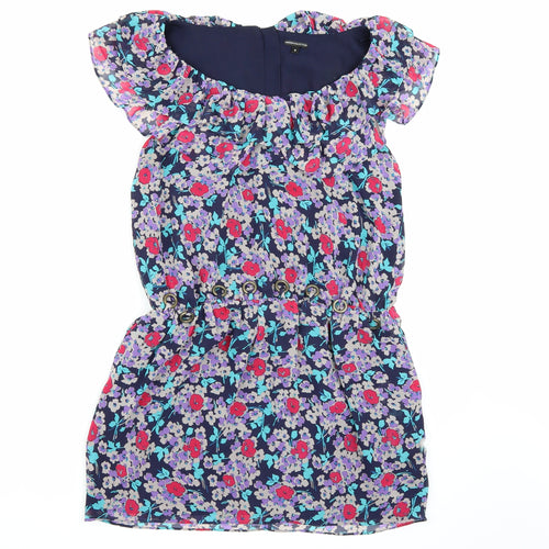 Marks and Spencer Womens Purple Floral Chiffon A-Line  Size 8