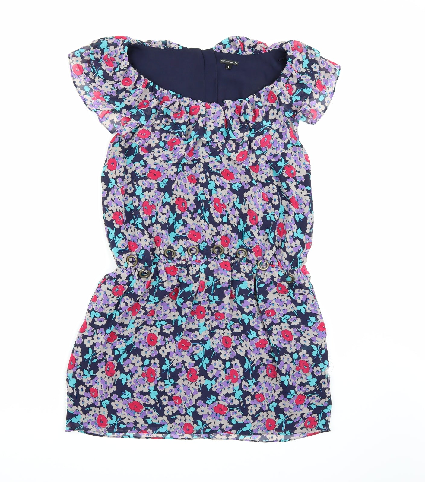 Marks and Spencer Womens Purple Floral Chiffon A-Line  Size 8
