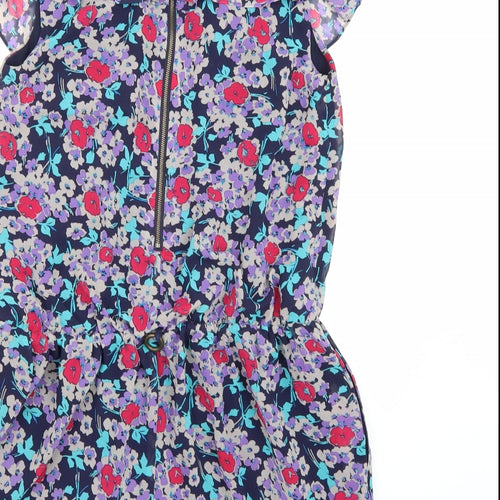 Marks and Spencer Womens Purple Floral Chiffon A-Line  Size 8