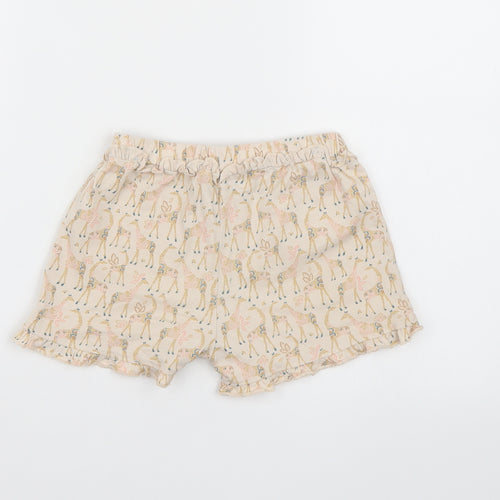 TU Girls Beige Animal Print  Paperbag Shorts Size 5-6 Years