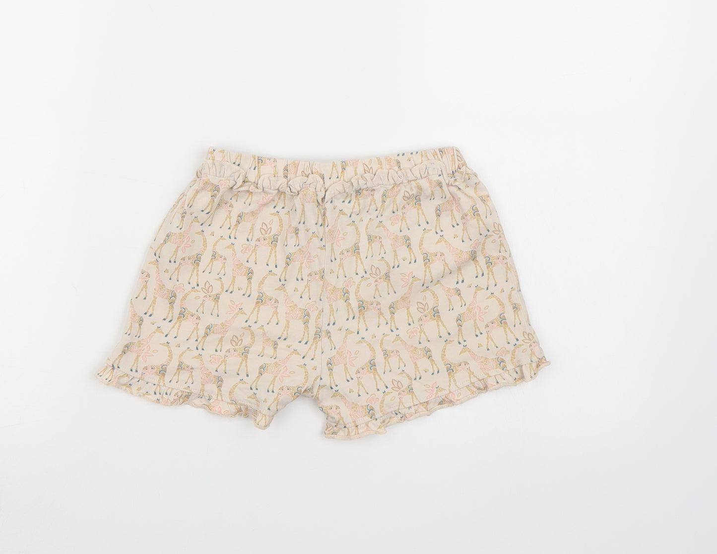 TU Girls Beige Animal Print  Paperbag Shorts Size 5-6 Years
