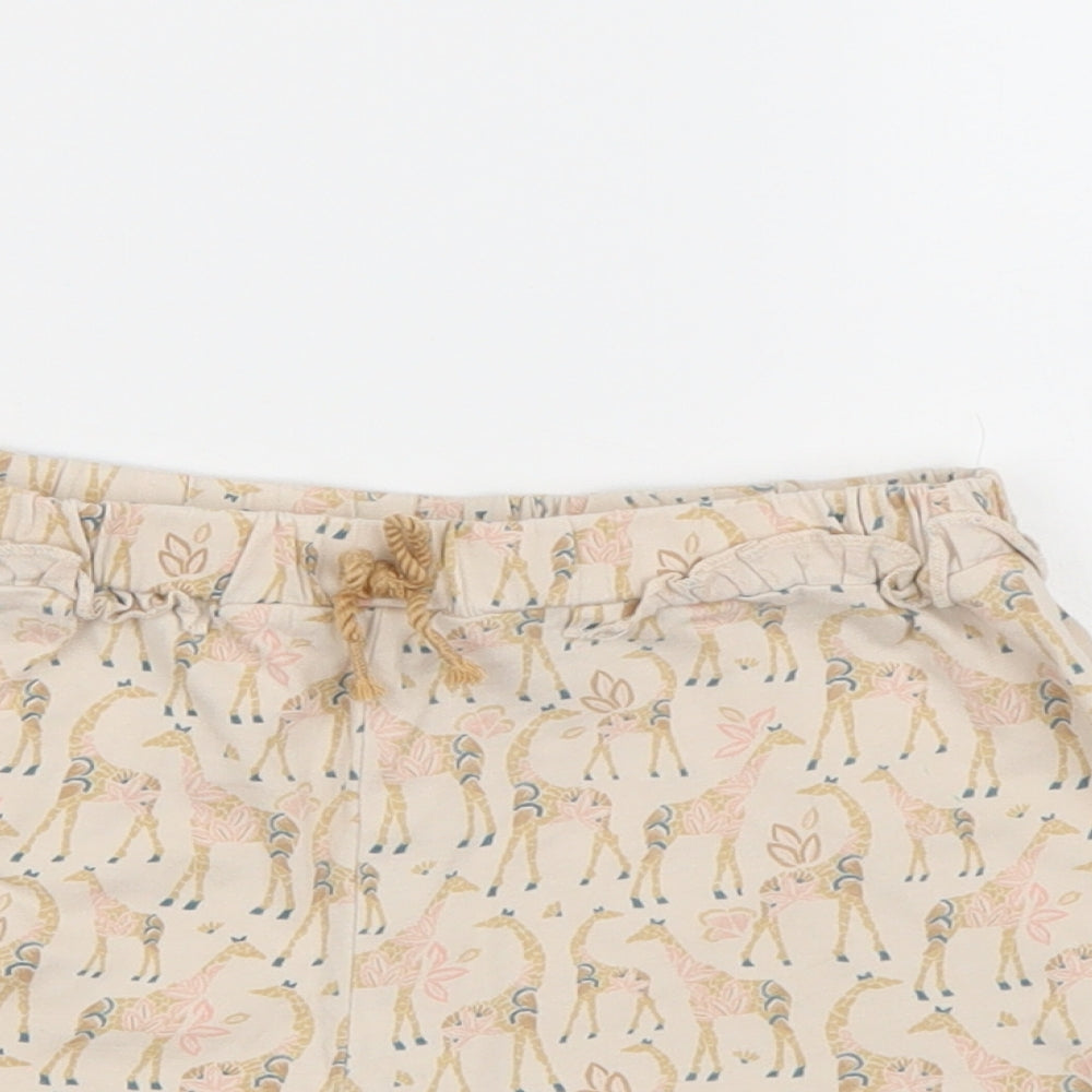 TU Girls Beige Animal Print  Paperbag Shorts Size 5-6 Years