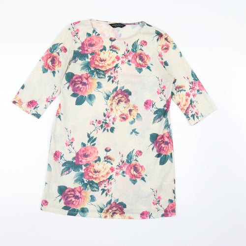 Dorothy Perkins Womens Beige Floral  A-Line  Size 12