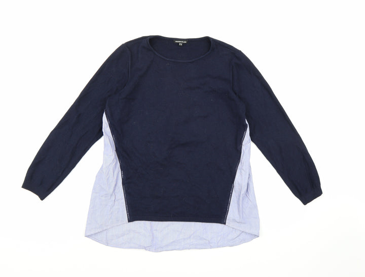 Warehouse Womens Blue Striped Knit Pullover Jumper Size 12
