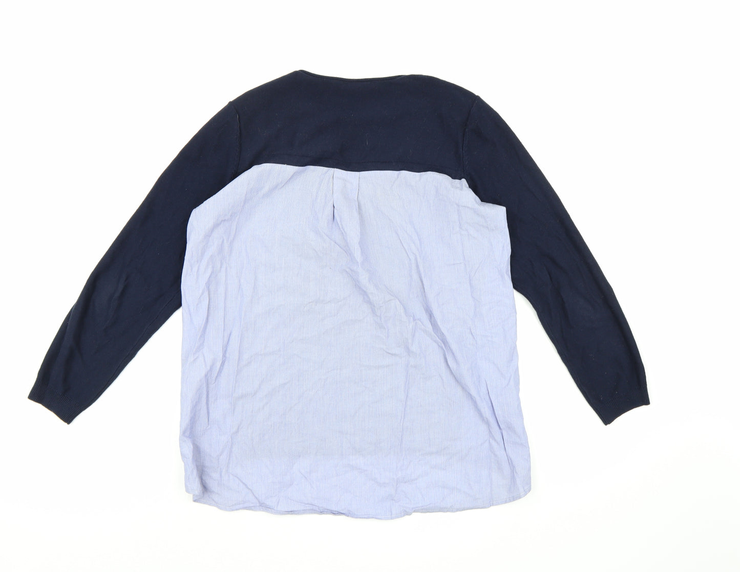 Warehouse Womens Blue Striped Knit Pullover Jumper Size 12