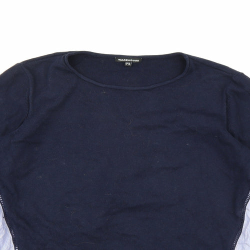 Warehouse Womens Blue Striped Knit Pullover Jumper Size 12